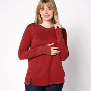 LOGO Life by Lori Goldstein French Terry Mixed Knit Top - Size XL a65929